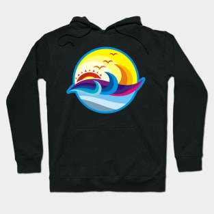 Ocean Seascape Nature Landscape with Beautiful Morning Sun Rise on an Ocean Horizon Hoodie